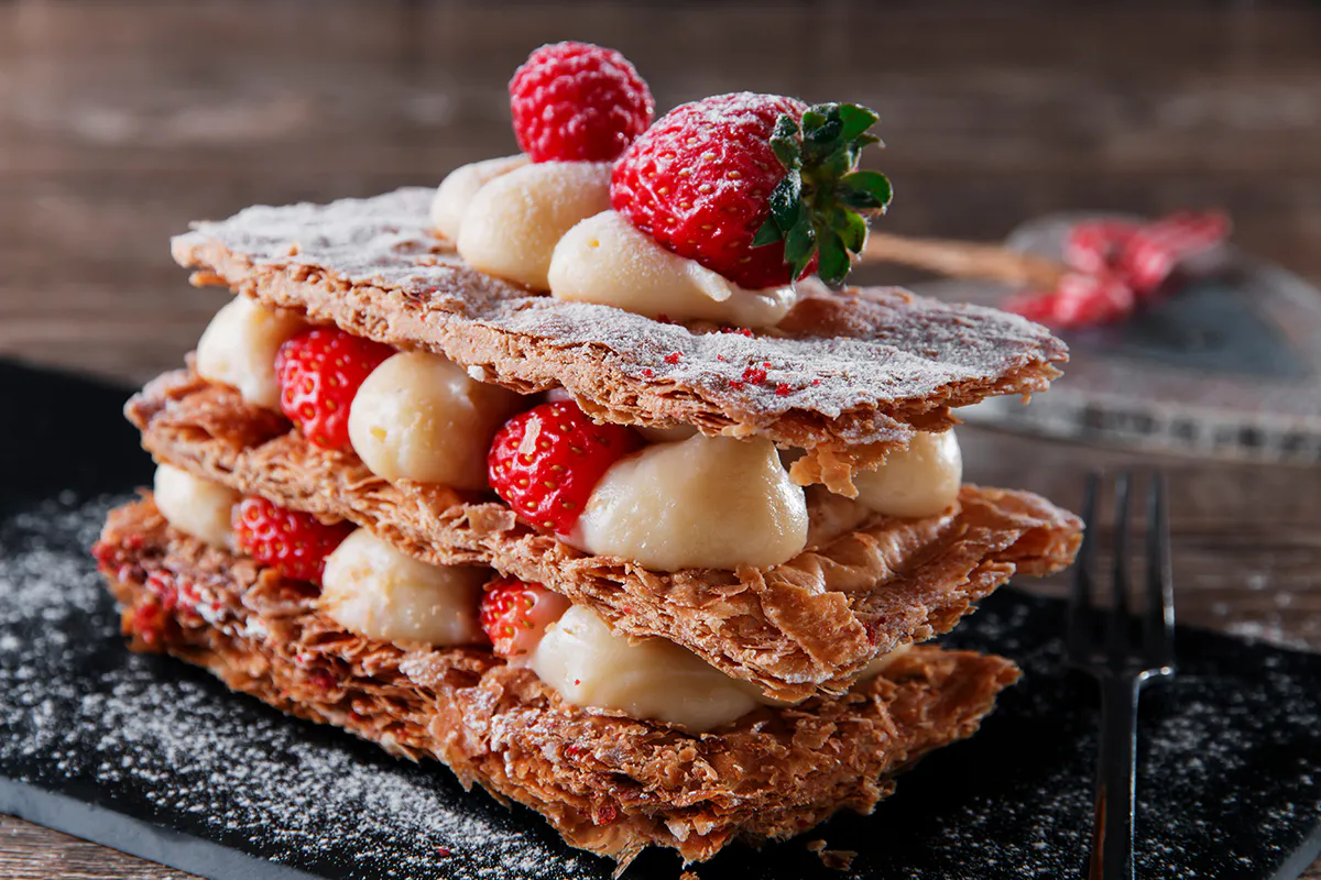 Strawberry cream mille feuille at Sweet Mousse, a Dessert shop in Philadelphia