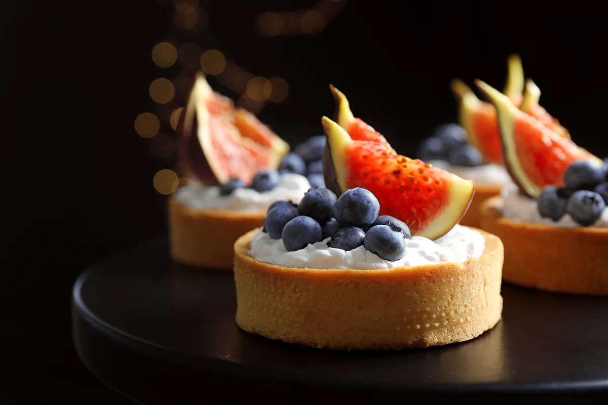 Fruit tart with blueberries and figs at Sweet Mousse, a Dessert shop in Philadelphia